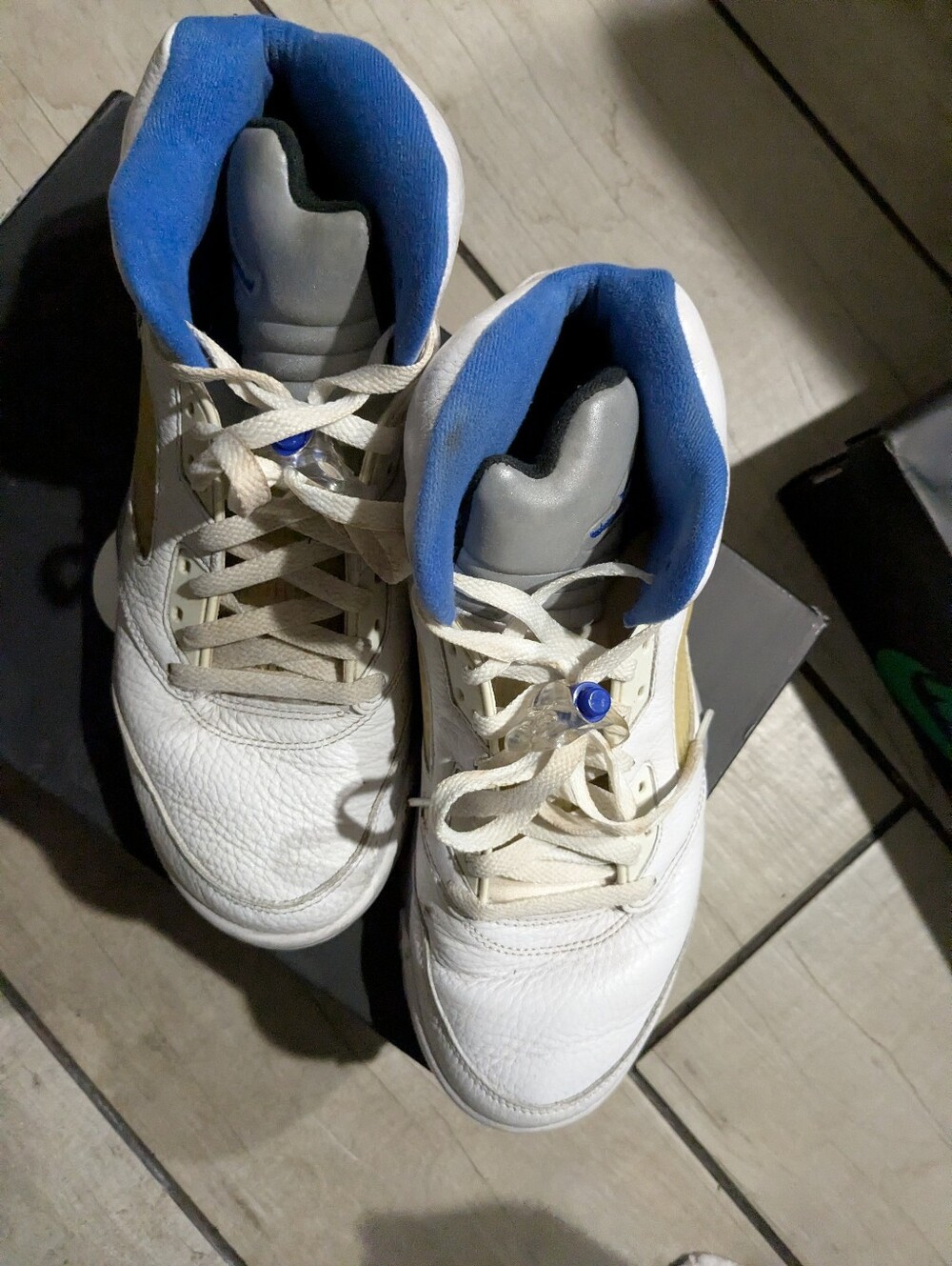 Jordans  White and Blue High-Top Sneakers USED
